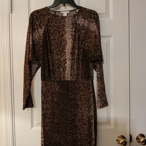 H&M Print Dress, Small to Medium, Brown Print